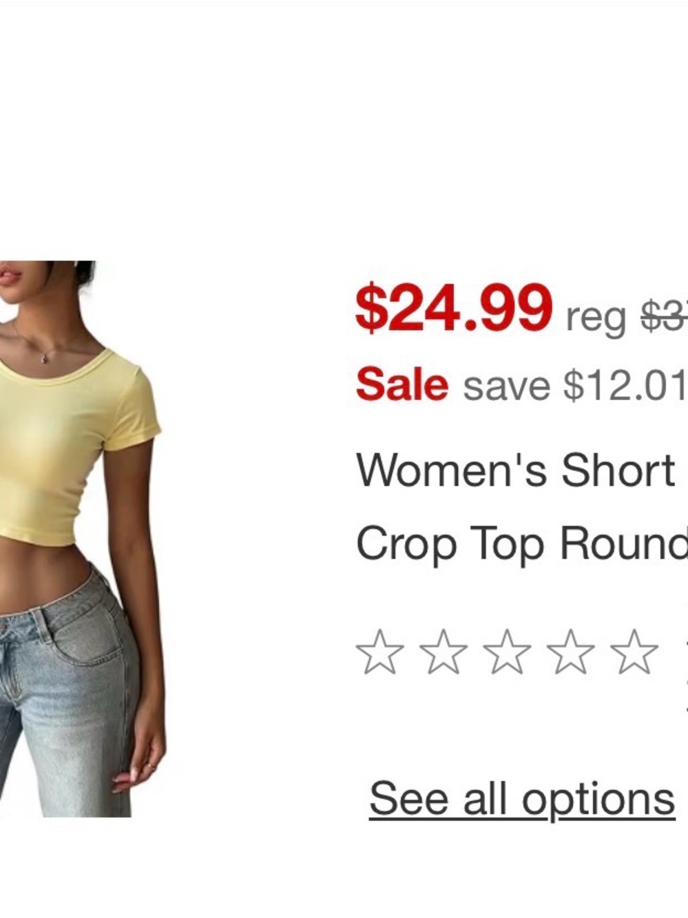 Target Yellow Short Sleeve Crop Top